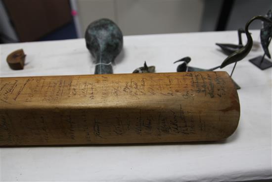 England Australia 1930. A cricket bat, signed by County and International players